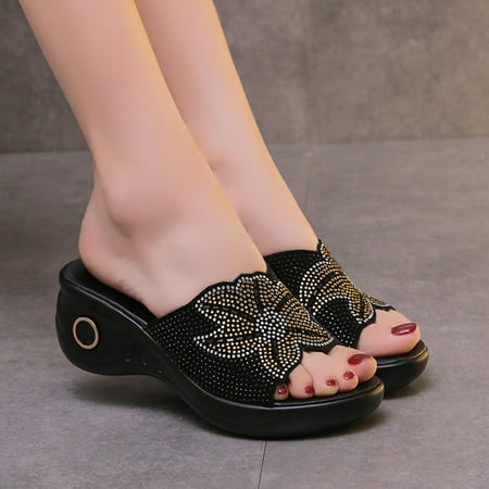 

Aufmer Slippers for Women Clearance Casual Ladies Thick Sole Shoes Ladies Beach Sandals Summer Non-Slip Causal Slippers