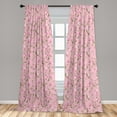 thumbnail image 4 of Ambesonne Japanese Print Curtains, Magnolia Watercolor, Pair of 28"x63", Soft Pink and Sage Green, 4 of 4