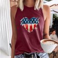 thumbnail image 2 of Usmisi 4th of July Tank Tops Independence Day Patriotic Regular Fit Racerback Shirts Vest Womens Fashion Heart Flag Print Round Neck Sleeveless Summer Blouses Wine xxl, 2 of 5
