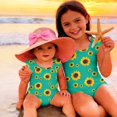 thumbnail image 4 of Abcomgle Baby Girl Swimsuit Sunflower Print One Piece Swimsuit for Girls Ruffled Stretchy Swimwear for Girls, 4 of 7