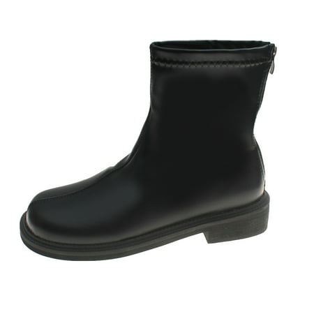 

qipaqil Thick Winter Women s Style Low British Heel Fashion Boots Zipper Heel Ankle Back Shoes Wine Boots for Women
