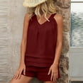 thumbnail image 6 of FNFYFH Womens Short Sets 2 Piece Summer Beach Vacation Outfits Sleeveless Pleated Tank Top and Shorts Matching Sets Women Clothing, 6 of 6