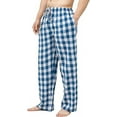thumbnail image 2 of Bintangor Men's Pajama Pant 100% Woven Cotton Plaid Sleep Elastic Waistband Lounge Wear Long Pjs SkyBlue/White 2XL, 2 of 3