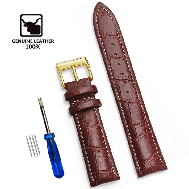 Correa de muñeca suave pulsera cómoda correa de reloj de cuero genuino 12/14/16/18/20/22/24mm correa de hebilla de reloj + herramienta Tan Jianjun unisex