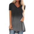 thumbnail image 2 of ICHUANYI Clearance Women's Fashion Gradient Printed Blouse V-neck Short Sleeve Loose T-shirt Tops(Gray, XXL) ICHUANYI WER2023080815702, 2 of 5