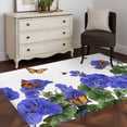 thumbnail image 3 of 4'x6' Area Rugs, Purple Spring Floral Indoor Outdoor Area Rug for Living Room Bedroom, Butterfly Farmhouse Washable Bathroom Rugs Kitchen Floor Carpet Mats Home Decor Aesthetic, 3 of 8