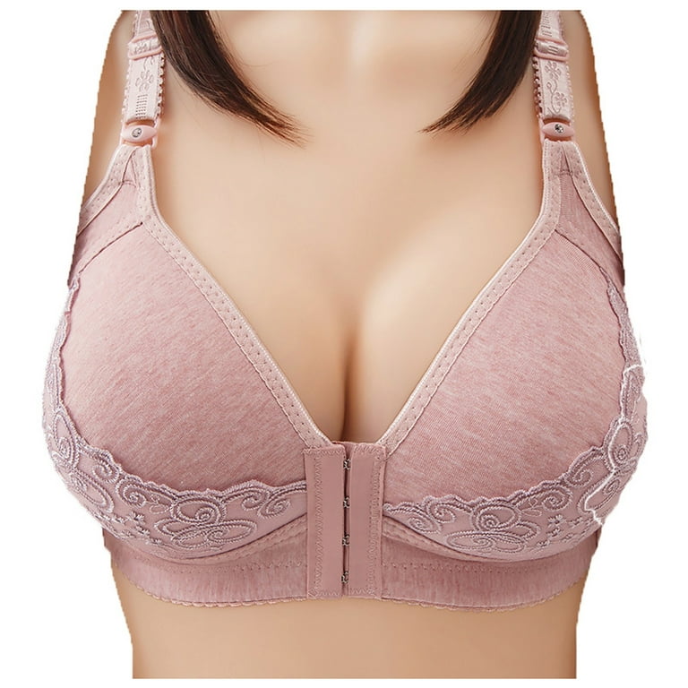 DORKASM Front Closure Bras for Women Wireless Seamless Padded Breathable  Womens Bras No Underwire Full Support Pink 44