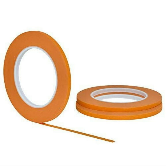 3 pack 1/4" .25 inch x 60yd (6mm x 55m) Thin STIKK Orange Painters Masking Tape