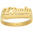 thumbnail image 3 of 24K Gold Plated Sterling Silver Personalized Name Ring - Bar Design Below Name - Size 7 - Made in USA, 3 of 4