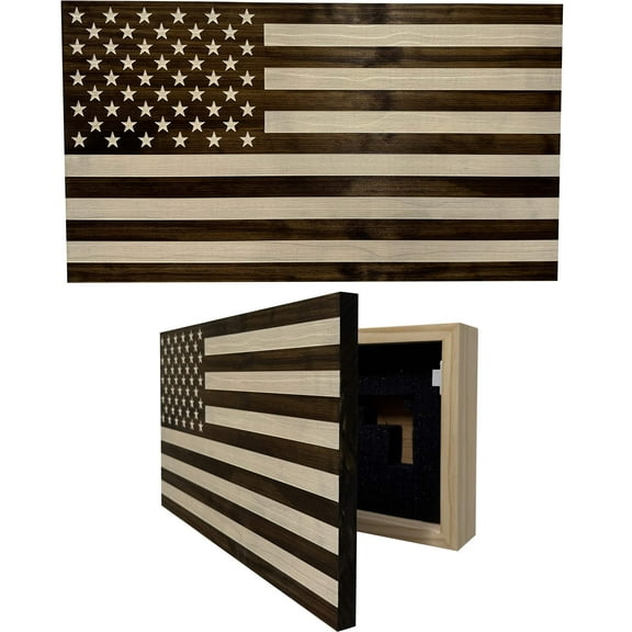 American Flag Hidden Storage Cabinet (Dark Walnut) by Bellewood Designs