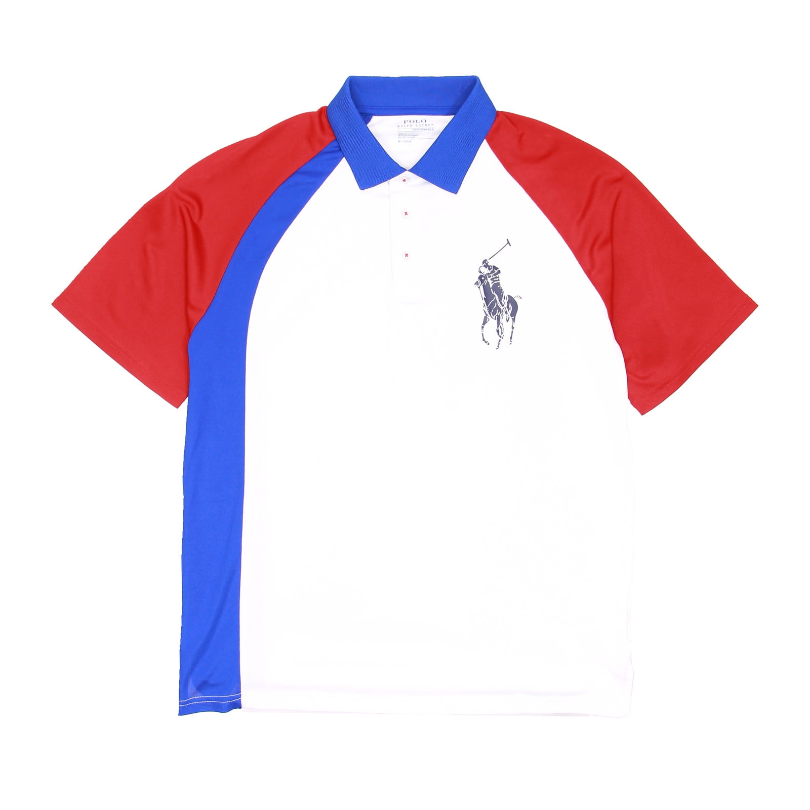 POLO Ralph Lauren Mens Color Block Polo Shirt (Large, Red/White/Blue) -  