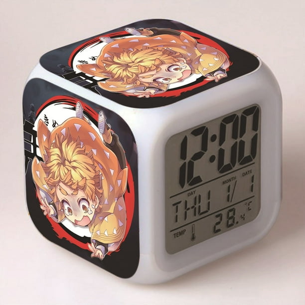 HANNTAOO Reloj despertador LED con diseño de Demon Slayer, reloj de mesa creativo, reloj digital electrónico brillante y colorido para adultos, niñas y niños, juguete para regalo de cumpleaños