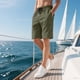 thumbnail image 4 of pstuiky Pantalones cortos para hombre, Pantalones de cuero con etiqueta y cintura elástica para hombre, color liso, a la moda Pantalones cortos de golf, 4 of 8