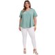 thumbnail image 2 of GRACE & GRANDEUR Camisetas de mujer talla grande con cuello en V, de manga corta, ajuste holgado, casual, de moda, blusa plisada 2X verde, 2 of 7