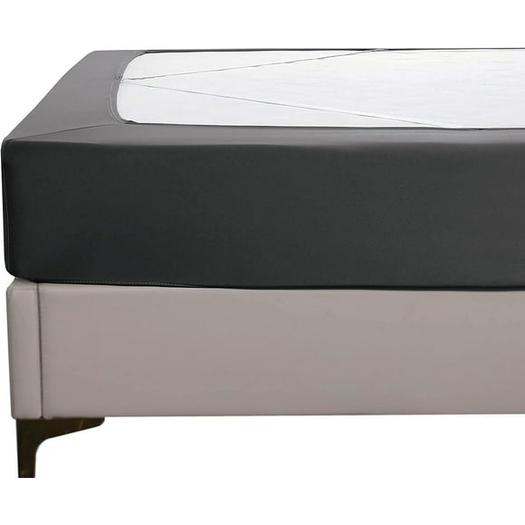 czcpp-Box Spring Cover - Stretchy and Snug Fit Wrap Around 4 Sides Bed Skirt - Jersey Knit, Sleek Alternative for Bed Skirt, Soft and Smooth Fits Box Springs up to 12", Full Gray