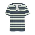 thumbnail image 5 of yillto Womens Summer Plus Size Top Short Sleeve V Neck Loose Striped Blouse Causal Tshirts with Pockets, 5 of 5