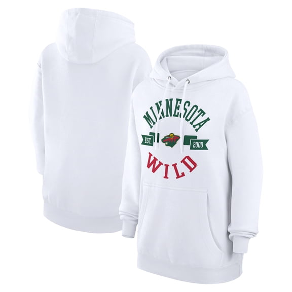 Women's G-III 4Her by Carl Banks White Minnesota Wild City Graphic Fleece Pullover Hoodie