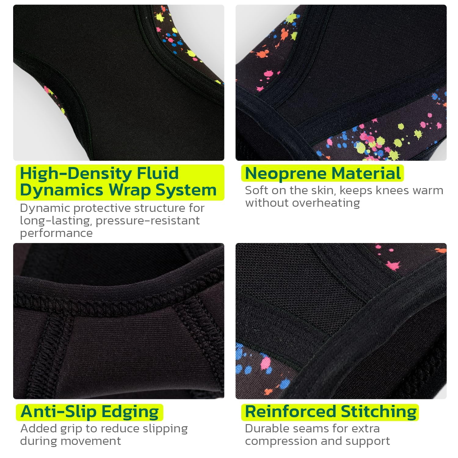 GKTG Knee Brace for Women Men (1 Pair) 5mm Neoprene Knee Compression Sleeve Knee Support