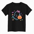 thumbnail image 4 of KPOPLK Kids Halloween T-Shirt Toddler Girls Cute Fall Pumpkin Ghost Print Tee Short Sleeve Shirt Size 13-14 Years,Black, 4 of 5