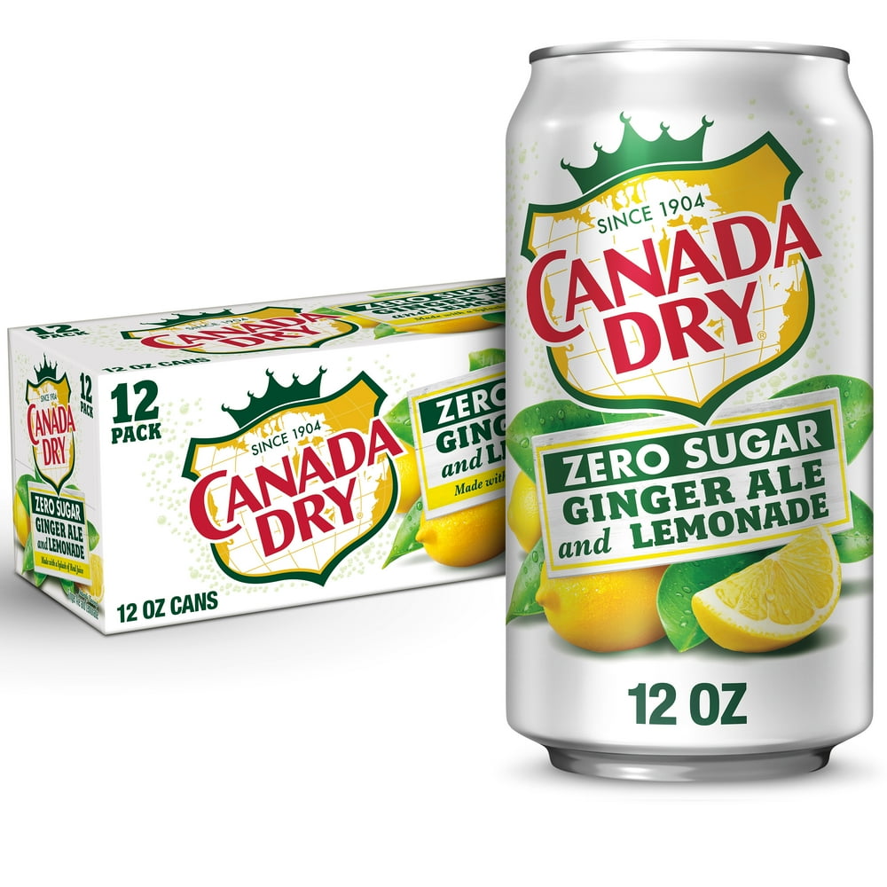 Canada Dry Zero Sugar Ginger Ale and Lemonade Soda, 12 fl oz cans, 12