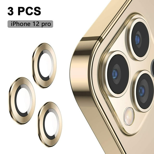 Pour iPhone 12 Pro /12 Pro Max, Étui Protecteur d'Objectif d'Appareil Photo, 3 Pcs, Verre Trempé HD en Métal, Couverture Complète, Film Anneau de Protection Arrière pour Objectif, Anti-Rayures