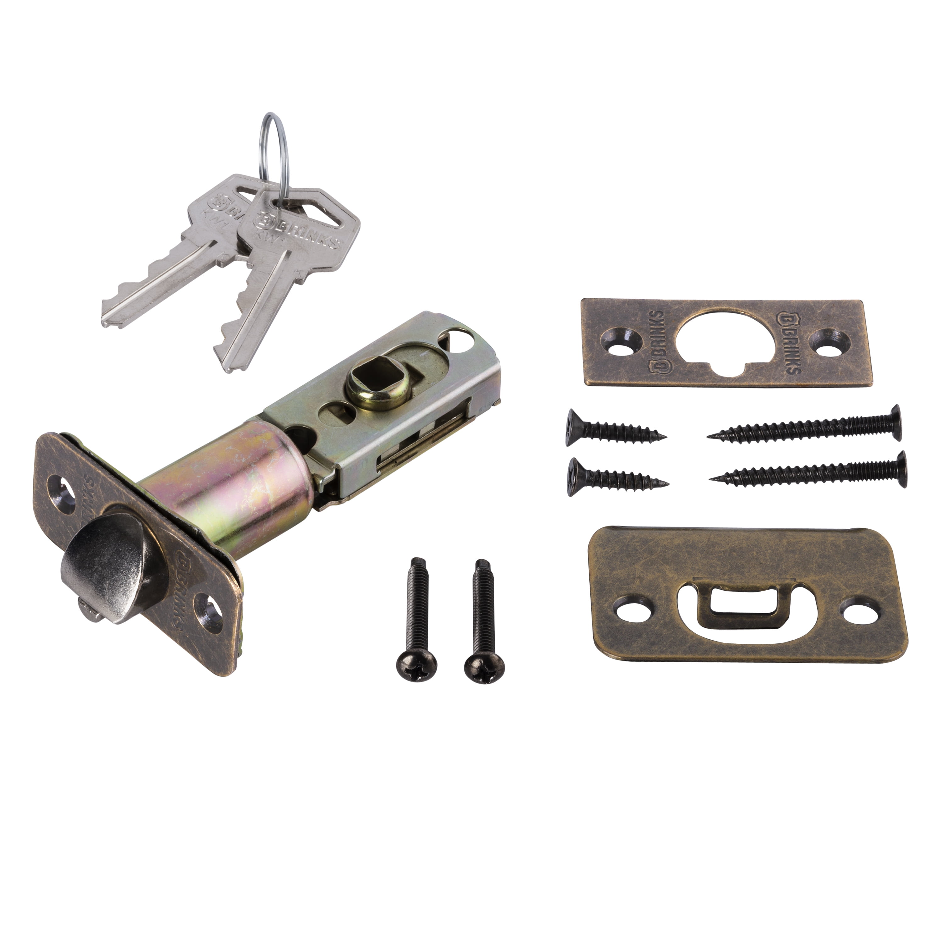 Brinks Keyed Entry Classic Bell Style Doorknob, Antique Brass Finish