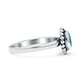 thumbnail image 2 of Petite Dainty New Style Oval Simulated Turquoise Ring Band 925 Sterling Silver Size 5, 2 of 5