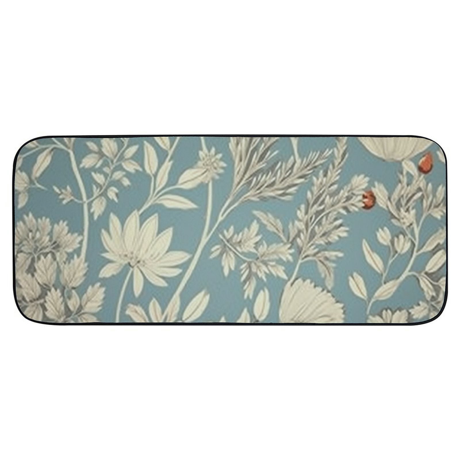 PHYHOO Elegant Flowers Leaves Welcome Mat Front Door Mat, Non-Slip&amp;Absorbent Indoor Door Mats, Durable Rubber Backing Floor Doormat for Entryway, Patio, Porch, Aqua 19.68*47.24 in