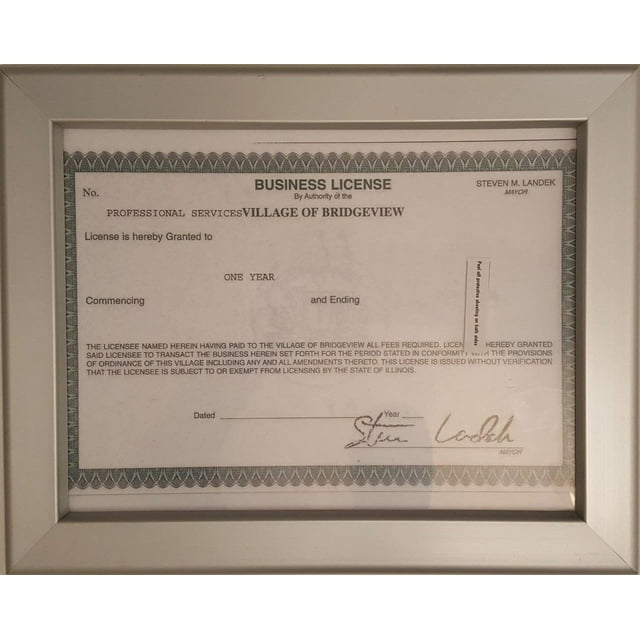 IL Business License 8.5x11 Heavy Duty