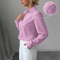 thumbnail image 1 of TaTaai Women's Loose Fit Blouse Long Sleeve Solid Color Pearl Button Collar Design Casual Office Shirt Fashion Polyester Top Gift, 1 of 6