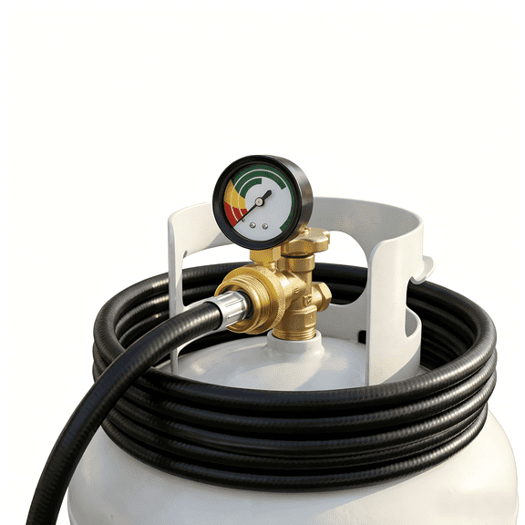 12FT Propane Hose Adapter with Gauge - Convert 1lb to 20lb Propane Tank for Weber Q Grill, Coleman Camp Stove, Blackstone Griddle, Buddy Heater