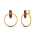 thumbnail image 2 of 1.68 Cts Ruby Glass Filled Open Circle 925 Sterling Silver Gold Vermeil Women Valentines Day Gifts Stud Earring, 2 of 3
