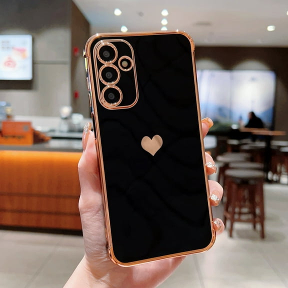 Xilaimitoo for Samsung Galaxy A16 Case, Soft Cute Shockproof Slim Phone , Love Heart Plating TPU Shockproof Case for Samsung A16,Black