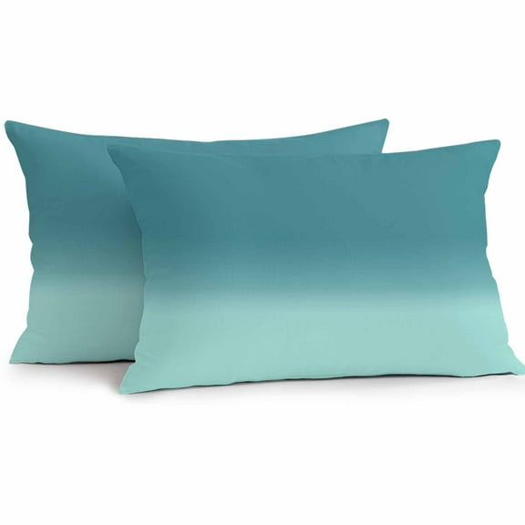 Outdoor Throw Pillows Covers 12X20 Set of 2 Waterproof Minimalist Modern Decorative Zippered Cushion Covers for Patio Furniture, Coral Gradient Lumbar Pillowcases Duck Green