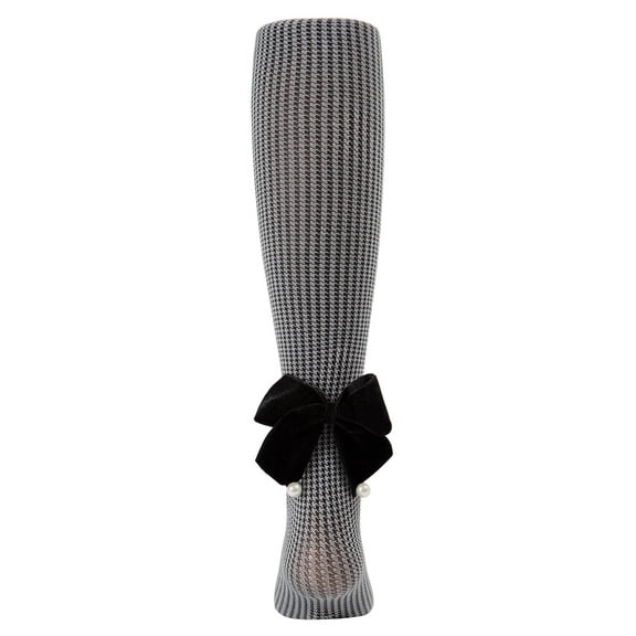 MeMoi Herringbone Bow Back Tights - Girls - Female, 8-10, Black