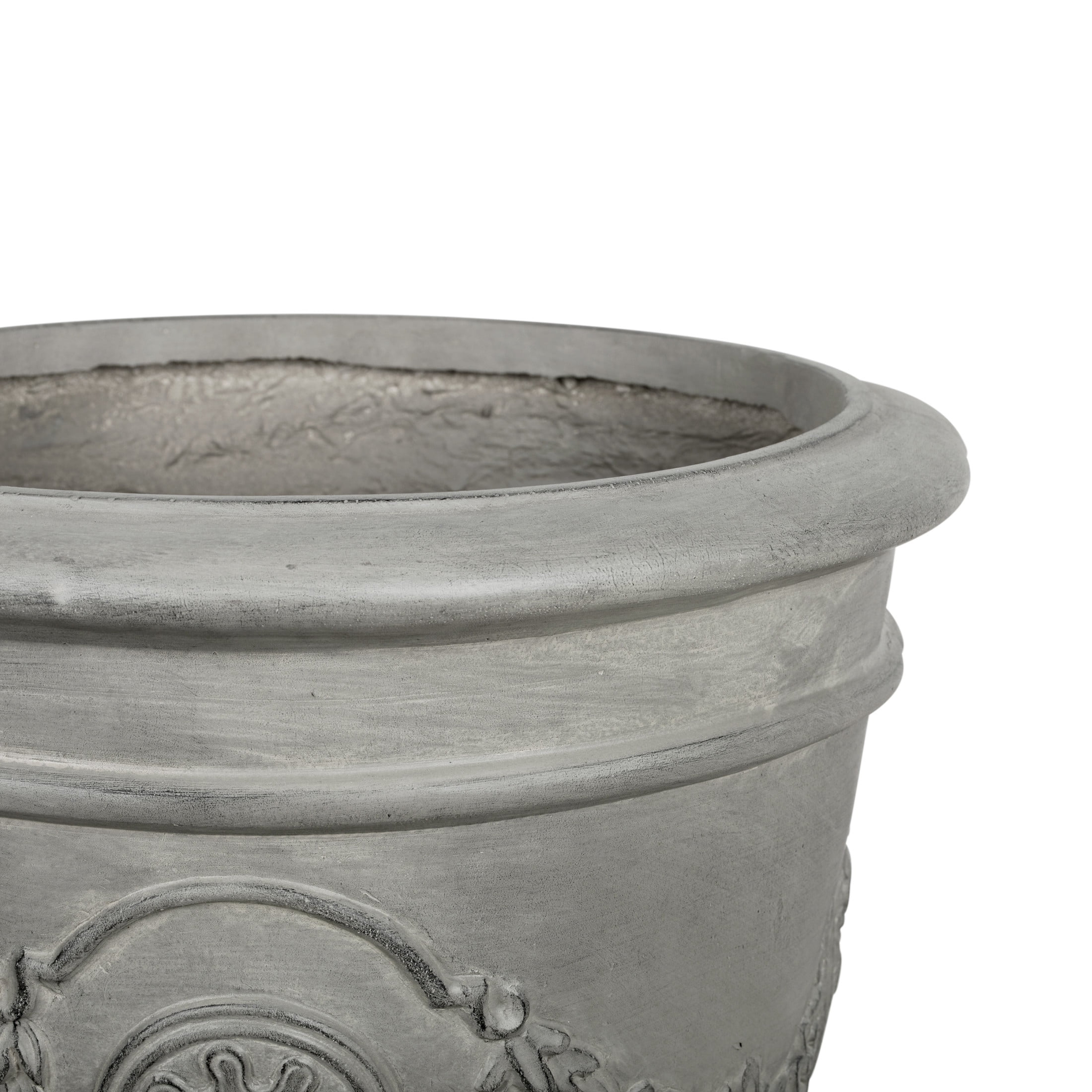 Christopher Knight Home 18" Classical Pedestal Urn Planter, Outdoor Garland Carved Flower Pot, Gray