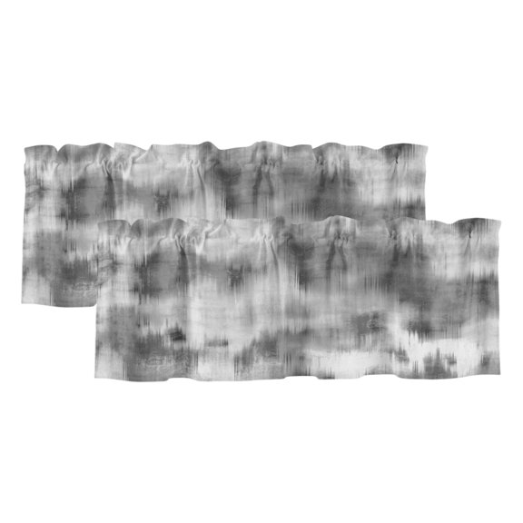Abstract Art Gray Black Valances for Window 2 Pack, Gradient Retro Modern Style Rod Pocket Curtains Valances Light Filtering Short Curtains for Kitchen Bedroom Bathroom 54 x 18 Inch
