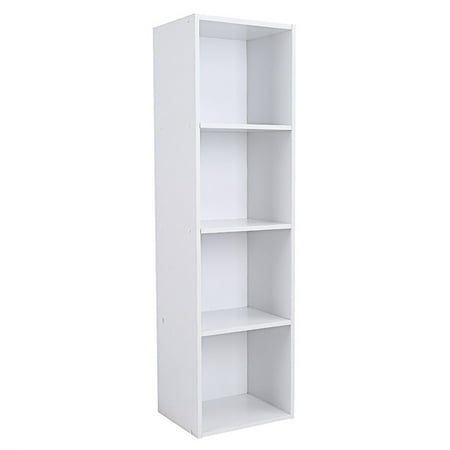 - 4-Shelf Wooden Bookcase,Cube Shelving Display Storage Wood Book Shelves