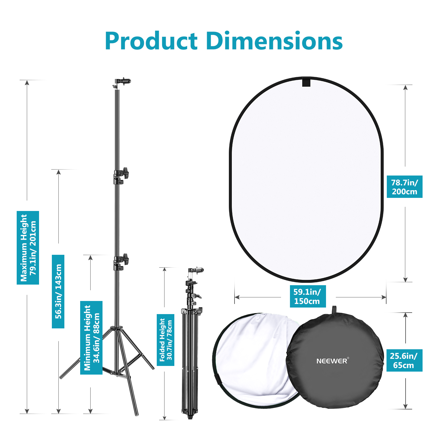Buy Neewer 5'x7' Chromakey Soft White Collapsible Diffuser Panel with Support Stand Kit 2in1