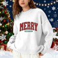 thumbnail image 2 of Fiaer Merry Christmas Sweaters for Women Thermal Trendy Oversized Warm Knitted Pullover Lined Crew Neck Long Sleeve Warm Xmas Tops White XL, 2 of 5