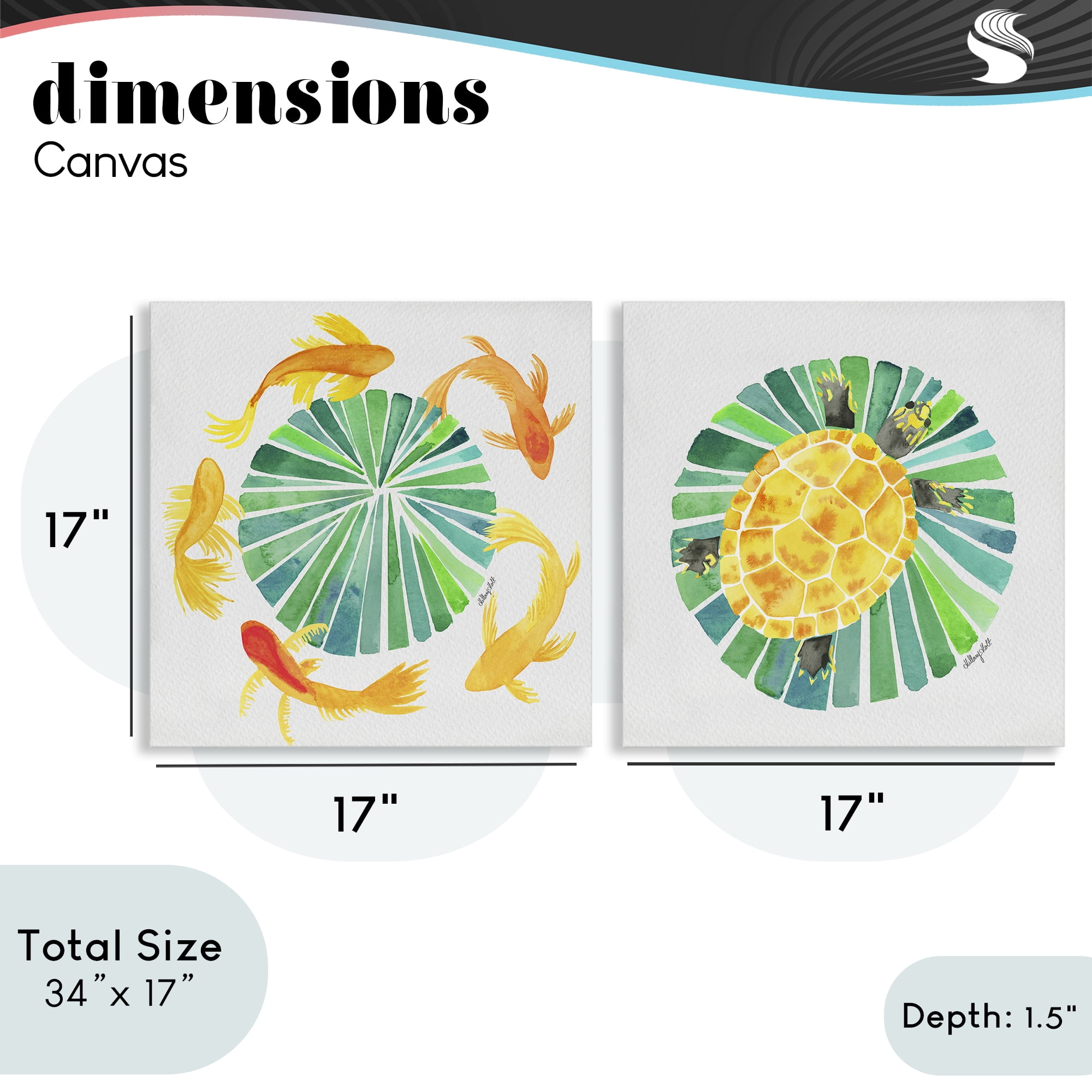Stupell Industries Orbital Aquatic Creatures 2 Piece Canvas Wall Art Set, design by Hillary Holt