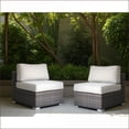thumbnail image 4 of Outdoor Lounge Chairs 2-Piece Walnut Brown Armless Wicker Set with Cushions | Wicker | Solid Back, 4 of 8