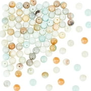 About 90 Pcs Natural Amazonite Gemstones Beads 8mm Flower Amazonite Beads Crystal Beads Smooth Round Stone Beads Loose Spacer Bead for Jewelry Making
