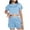 Sky Blue, variant on tarylea Summer Pajamas Set for Women Crew Neck Short Sleeve Crop Tops Elastic Waist Shorts Solid Color Ruffled Sets Casual Dressy Sleepwear Suits