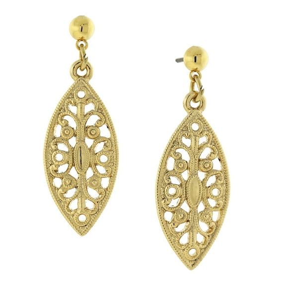 1928 Jewelry Women's Art Deco Inspired Filigree Post Drop Earrings