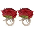 thumbnail image 1 of 2 uds novedad servilleta de madera hebilla anillo de servilleta Floral Artificial para decoración de mesa de Festival rojo vino, 1 of 8