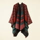 thumbnail image 1 of Nvzi Poncho tipo capa con frente abierto y patrón vintage, chal de invierno, color rojo, 1 of 1