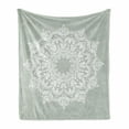thumbnail image 1 of Orient Soft Flannel Fleece Throw Blanket, Oriental Pattern Damask and Floral Elements Classical Artwork Motifs, Cozy Plush for Indoor and Outdoor Use, 70" x 90", Green White, by Ambesonne, 1 of 6