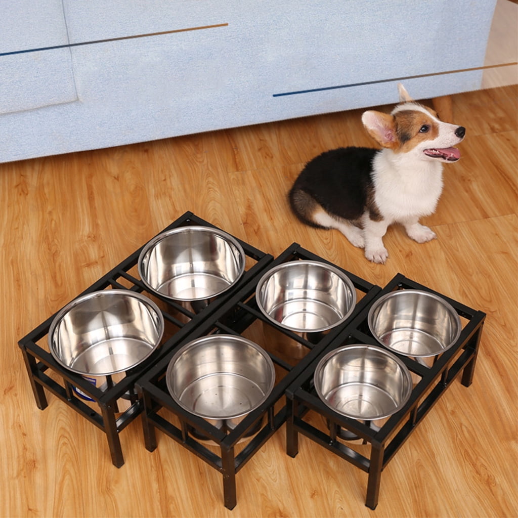 TINYSOME Elevated Dog Feeder with 2 Removable Stainless Steel Bowls Raised Pet Food Water Dispenser Stand Prevent Knocked Over for Large Dog for Cat