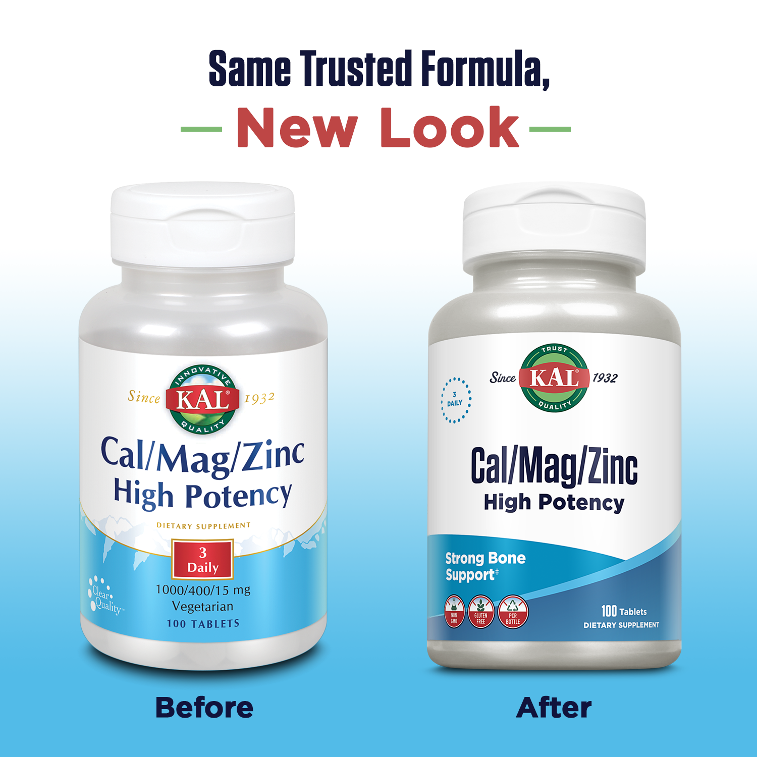 KAL Cal/Mag/Zinc | 1000 mg of Calcium, 400 mg of Magnesium & 15 mg of Zinc | Healthy Bones, Muscle, Heart & Immune Function Support | 100 Tablets - image 2 of 5